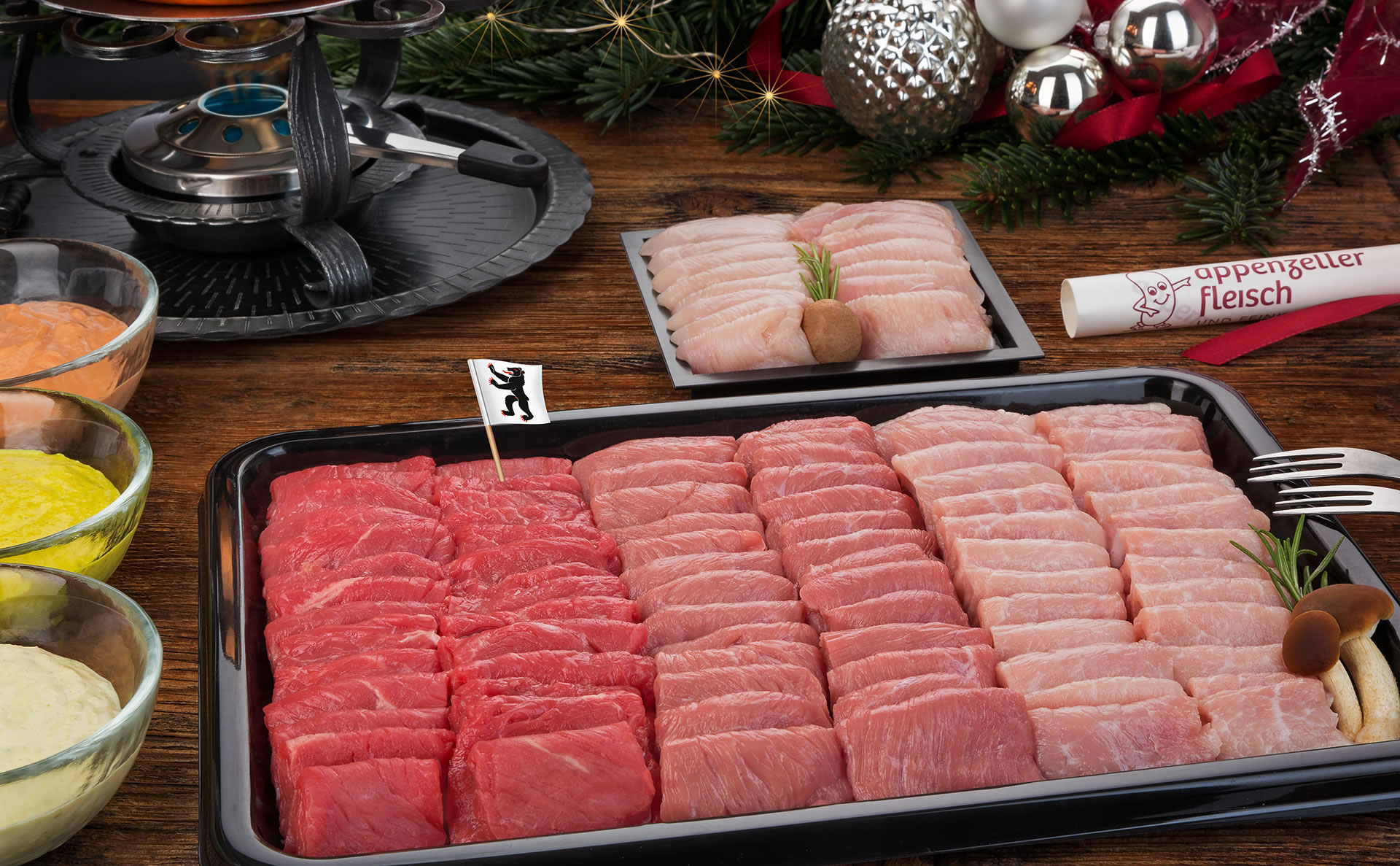 Appenzeller Fleisch und Feinkost – Weihnachten – Fondue chinoise Tischgrill